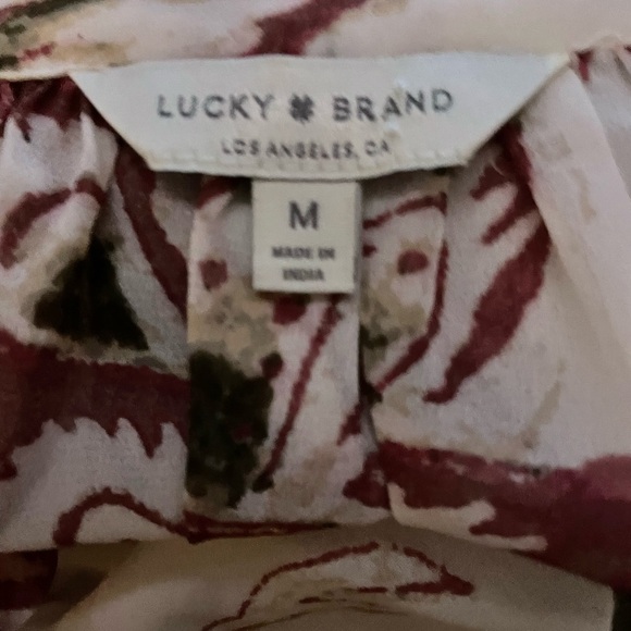 Lucky brand womens long sleeve printed peasant top ruffle details size Medium - Picture 9 of 14